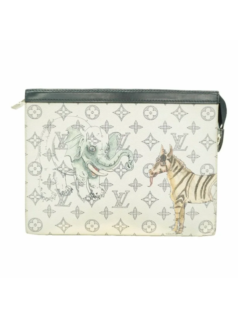 Louis Vuitton Clutch Monogram Savannah Pochette Voyage MM White
